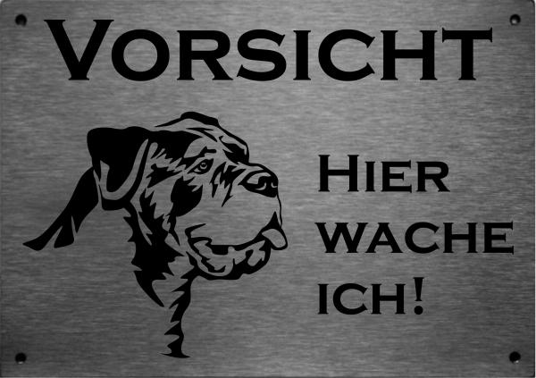 Edelstahl Warnschild Cane Corso VORSICHT Hier wache ich!